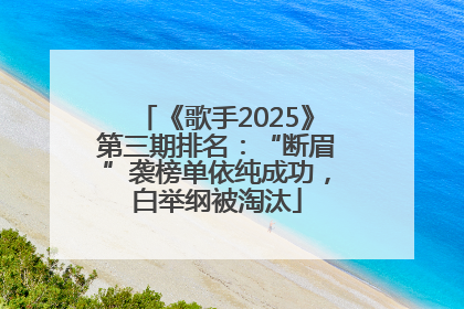 《歌手2025》第三期排名：“断眉”袭榜单依纯成功，白举纲被淘汰