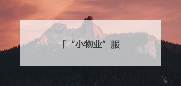 “小物业”服务“大民生”