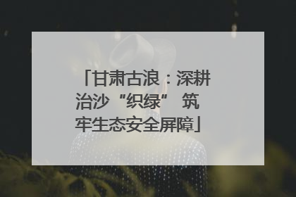 甘肃古浪：深耕治沙“织绿” 筑牢生态安全屏障