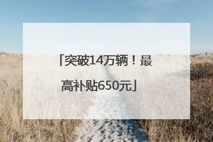 突破14万辆！最高补贴650元