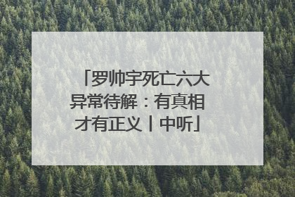 罗帅宇死亡六大异常待解：有真相才有正义丨中听