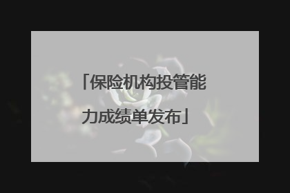 保险机构投管能力成绩单发布