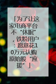 为了让这家电商平台不“休眠”，铁粉用户：愿意花10万元认购原始股“应援”