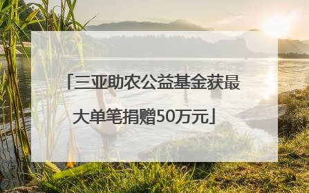 三亚助农公益基金获最大单笔捐赠50万元