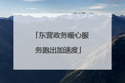 东营政务暖心服务跑出加速度