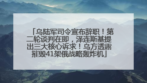 乌陆军司令宣布辞职！第二轮谈判在即，泽连斯基提出三大核心诉求！乌方透露摧毁41架俄战略轰炸机