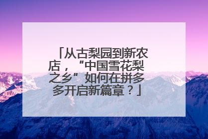 从古梨园到新农店，“中国雪花梨之乡”如何在拼多多开启新篇章？