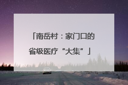 南岳村：家门口的省级医疗“大集”