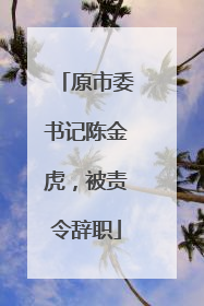 原市委书记陈金虎，被责令辞职