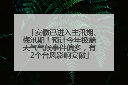 安徽已进入主汛期、梅汛期！预计今年极端天气气候事件偏多，有2个台风影响安徽