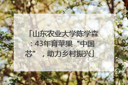 山东农业大学陈学森：43年育苹果“中国芯”，助力乡村振兴