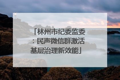 林州市纪委监委：民声微信群激活基层治理新效能