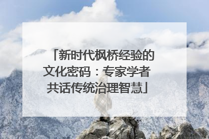 新时代枫桥经验的文化密码：专家学者共话传统治理智慧