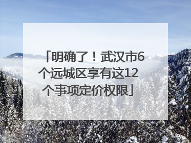 明确了！武汉市6个远城区享有这12个事项定价权限