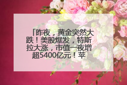 昨夜，黄金突然大跌！美股爆发，特斯拉大涨，市值一夜增超5400亿元！苹果传来大消息