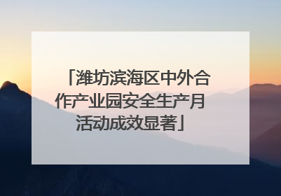 潍坊滨海区中外合作产业园安全生产月活动成效显著