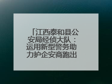 江西泰和县公安局经侦大队：运用新型警务助力护企安商跑出“加速度”