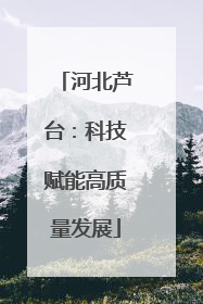 河北芦台：科技赋能高质量发展