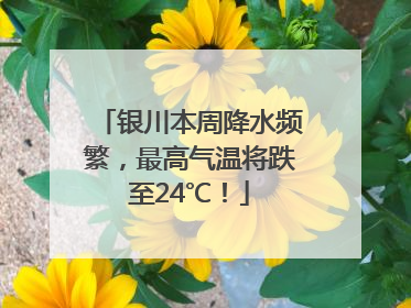 银川本周降水频繁，最高气温将跌至24℃！