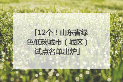 12个！山东省绿色低碳城市（城区）试点名单出炉
